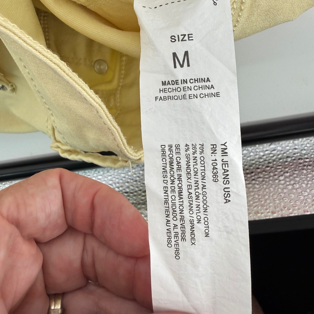 YMI Womens Mid-Rise Hyper Stretch Skinny Jeans Yellow Forever Color Size M NWT - Picture 7 of 8